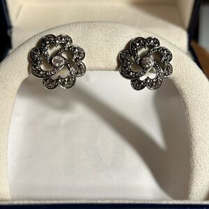 Vintage Avon marcasite with rhinestone pierced earrings.